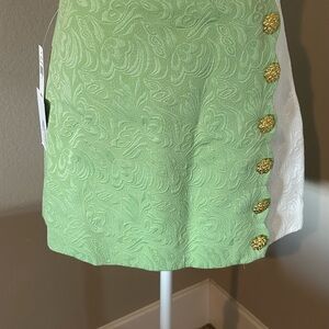 Mestiza Green Textured Skirt with Gold Buttons (NWT)